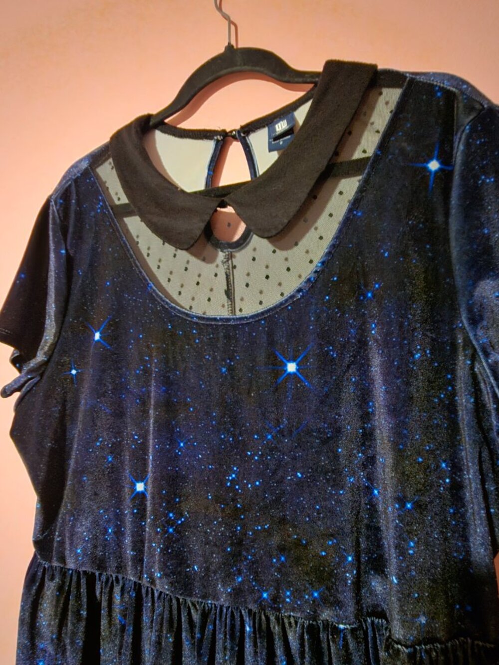 Torrid Doctor Who BBC Galaxy Blue TARDIS Velvet Dress Peter Pan Collar 2X - Picture 10 of 13